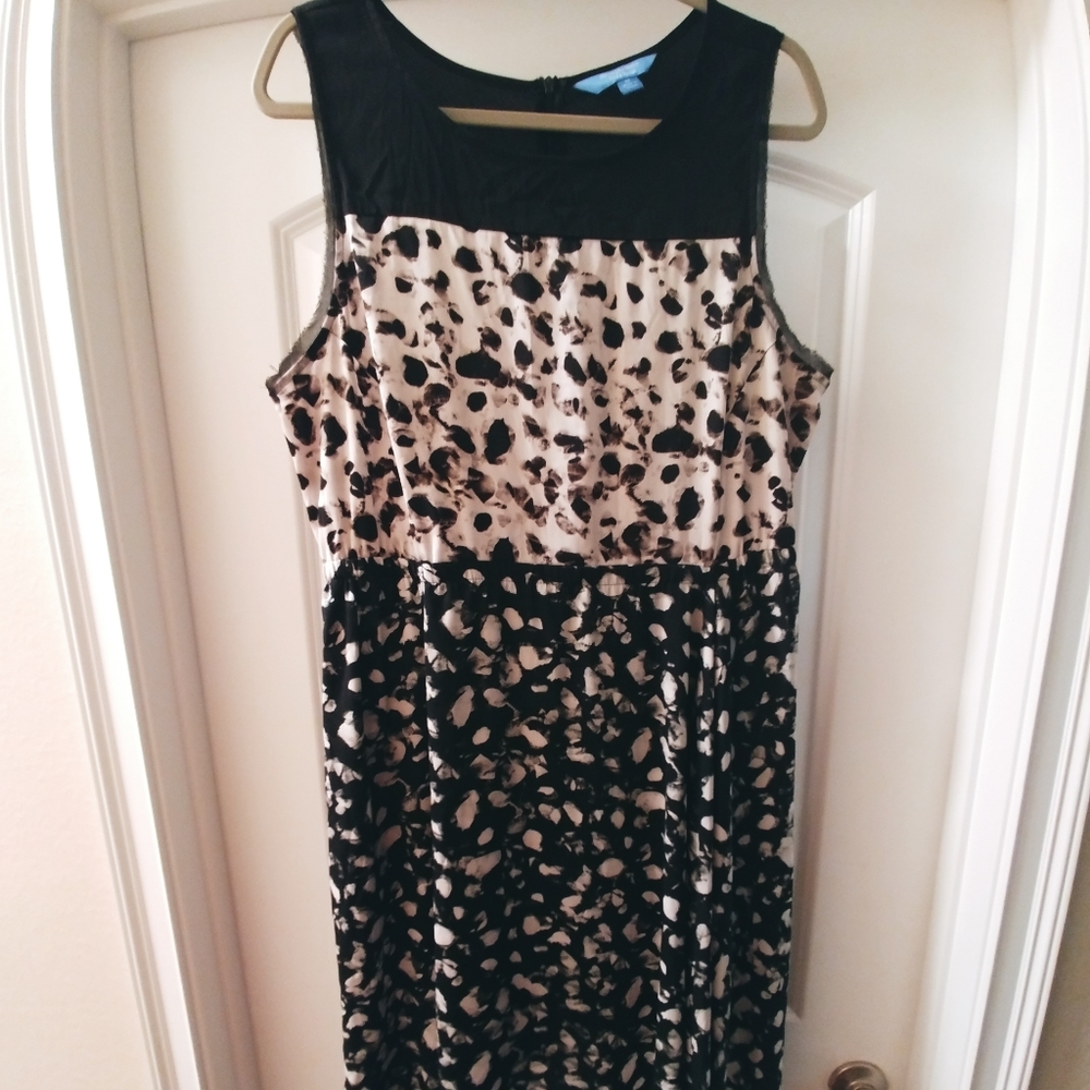 Black and white floral midi dress